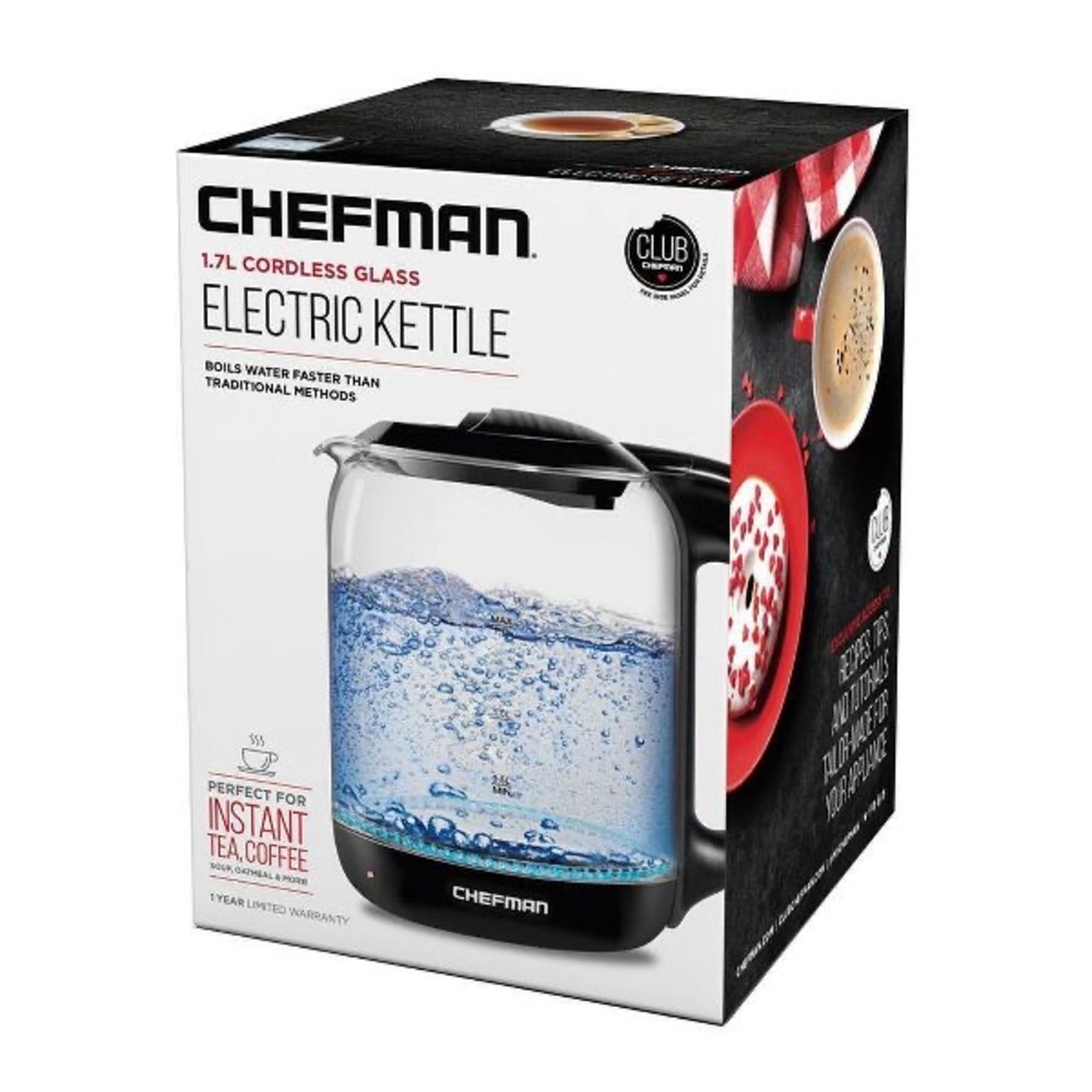 Cordless glass 1.7 liter electric kettle